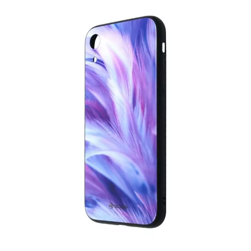 Displayschutzglas Tellur Cover Glass print für iPhone XR mit gedrucktem Federdesign