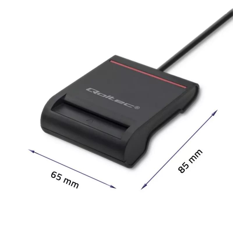ID-Kartenleser QOLTEC Smart-Chip-ID-Kartenleser — USB, schwarz, 84,5×65×16 mm, 63 g