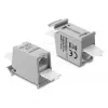 Netzwerk-RJ45-Kupplung DELOCK Cat.6A Dual-Buchse-auf-Buchse für DIN-Schienen-Montage, grau