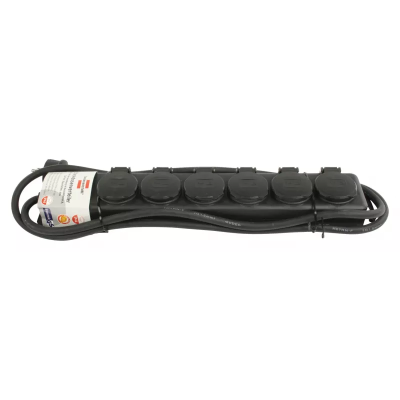 Steckdosenleiste IP44 6-fach schwarz 2m H07RN-F 3G1,5 (1159970)