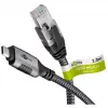 Ethernet-Kabel USB-C 3.2 Gen2 Stecker > RJ-45 Stecker, LAN-Adapter schwarz/Silber, 2 Meter, geflochtener Textilmantel
