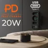 Power-Splitter MACLEAN MCE248 F/B — 3 AC-Steckdosen (1x16A, 2x6A) und 4 USB-Anschlüsse (2xUSB‑A, 2xUSB‑C PD 20W), EU-Stecker, schwarz