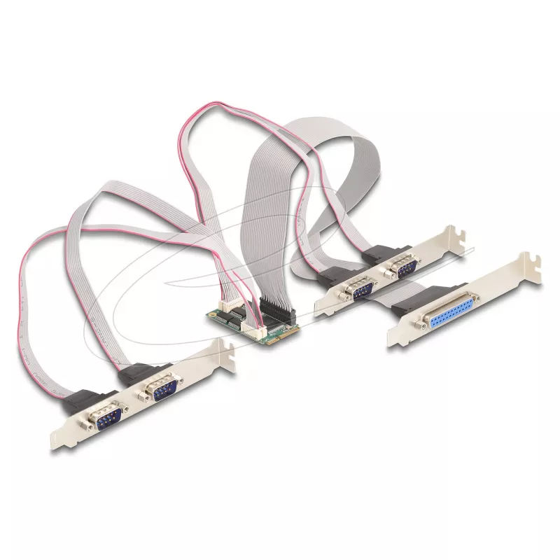 Interner Mini-PCIe-Schnittstellenadapter DELOCK 95279 — Serieller Host, Mini-PCIe-Ausgang, RS-232-Unterstützung, 460,8 Kbit/s, FIFO 256 B, 30×51×10 mm