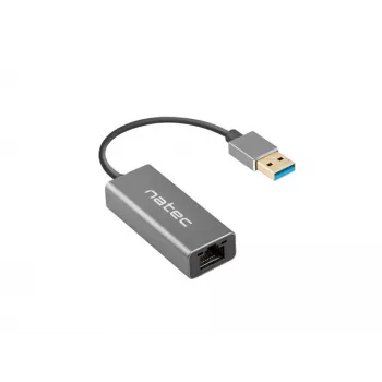 USB-Hub NATEC Cricket USB 3.2 Gen 1 Typ-A mit RJ-45 Ethernet 1000 Mbit/s, Aluminiumgehäuse, schwarz