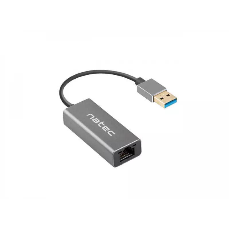 USB-Hub NATEC Cricket USB 3.2 Gen 1 Typ-A mit RJ-45 Ethernet 1000 Mbit/s, Aluminiumgehäuse, schwarz