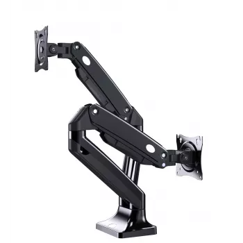 Monitor-Halterung GEMBIRD MA-DA2-03 für Bildschirme bis 35 Zoll, Tischklemme, VESA 75x75–100x100, 20 kg, schwarz, Dual-Display