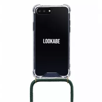 Handyhalskette-Hülle Lookabe für iPhone 7/8 Plus — gold mit grünem Gurt