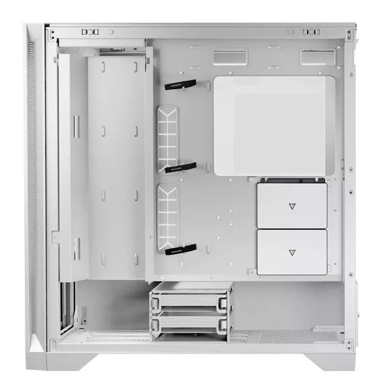 PC-Gehäuse MODECOM VOLCANO EXPANSE S MIDI Tower — Weiß, microATX, gehärtetes Glas, USB-C, unterstützt GPU 430 mm
