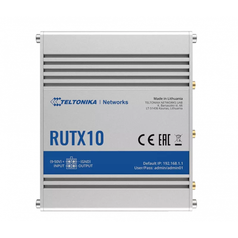 Teltonika RUTX10 Wireless Router Gigabit Ethernet Dual-Band (2,4 GHz / 5 GHz) Weiß