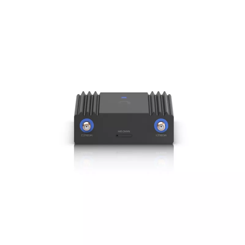 Mobilfunknetz-Router Ubiquiti UMR-Ultra — 4G LTE, NanoSIM, 2,4 GHz Wi‑Fi (802.11g), 2x RJ‑45, 3 externe SMA-Antennen, 5–30 V DC