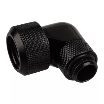 Alphacool Eiszapfen 16mm HardTube Einschraubfitting 90° drehbar G1/4 – Abgewinkelter Klemmfitting für Flüssigkeitskühlsystem – Tiefschwarz