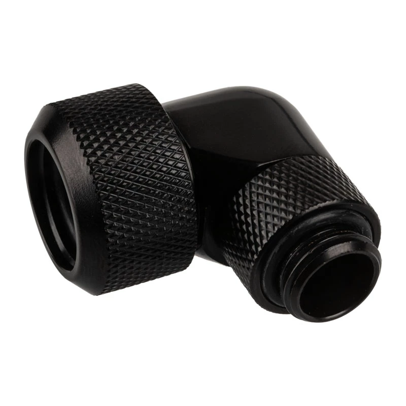Alphacool Eiszapfen 16mm HardTube Einschraubfitting 90° drehbar G1/4 – Abgewinkelter Klemmfitting für Flüssigkeitskühlsystem – Tiefschwarz