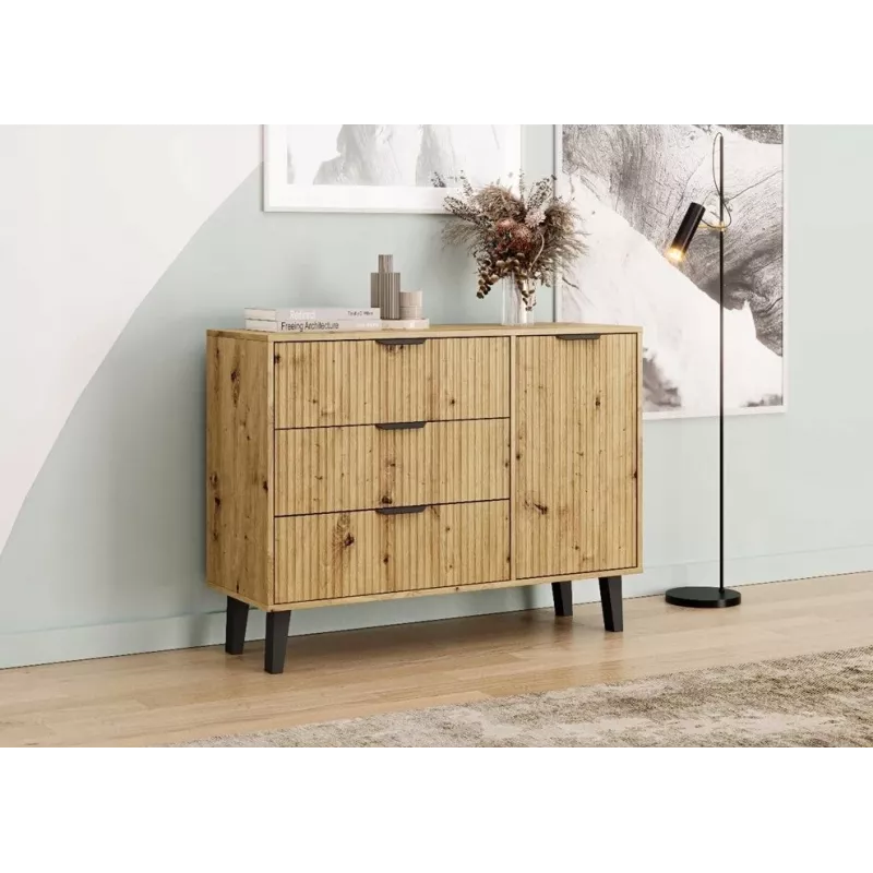 SCANDI 1D3S schlank Eiche ARTISAN Kommode