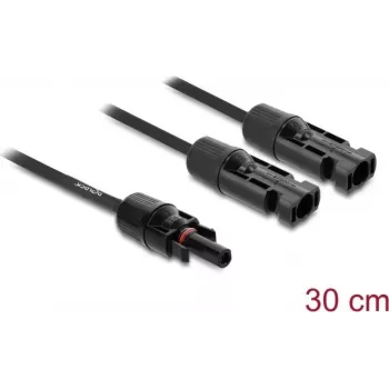 DELOCK Solar-Splitterkabel 2x Stecker auf 1x Buchse 30 cm schwarz (Modell 89298)