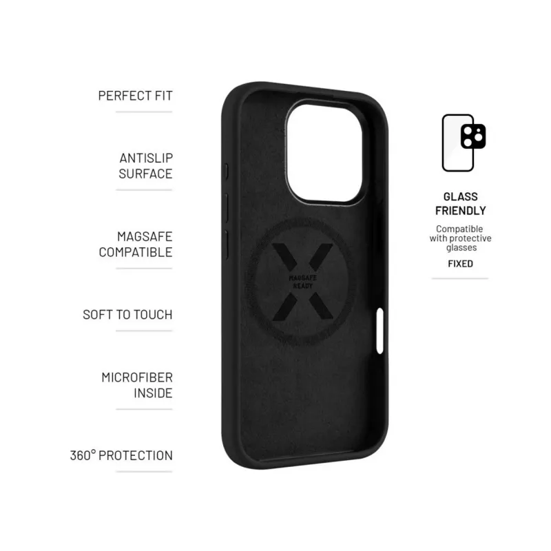 Feste Rückabdeckung für Apple iPhone 17 Pro, flüssiges Silikon, schwarz, MagFlow