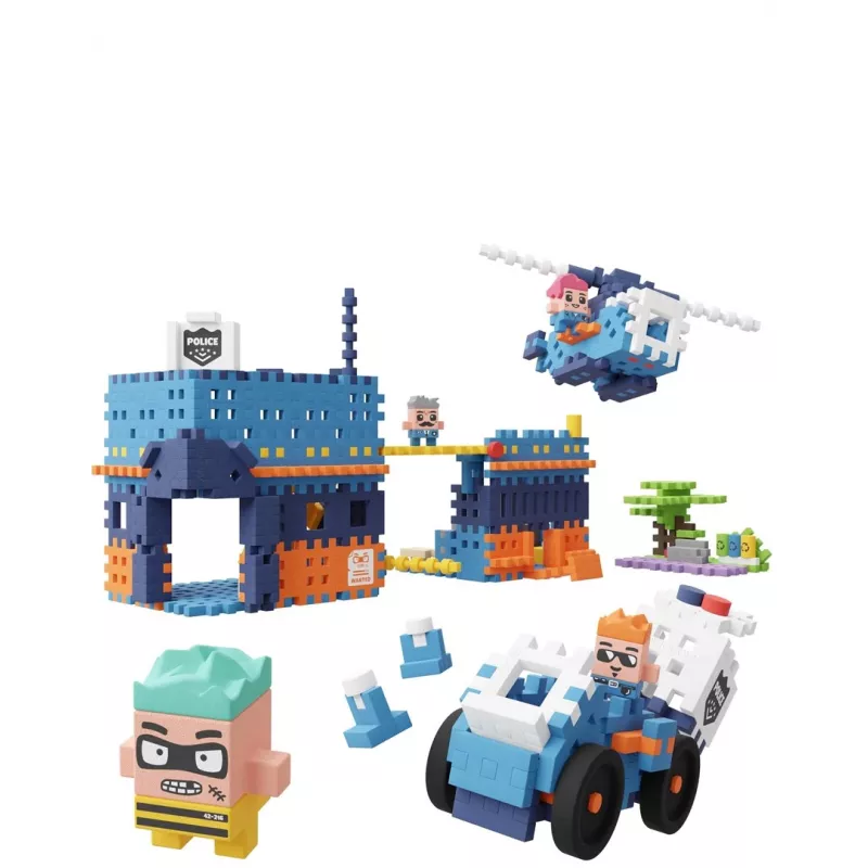 MARIOINEX Mini Waffle City Polizeistation Bausteine, 280 Teile
