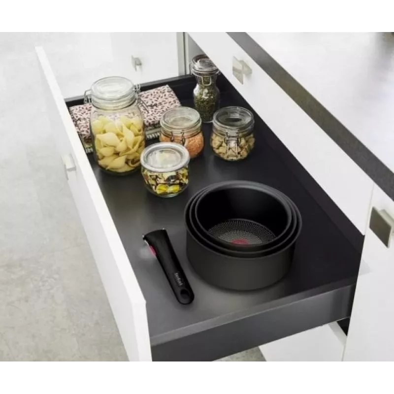 TEFAL Topfset, 4-teilig | L7649453 Ingenio Ultimate | 16/18/20 cm | Aluminium | Schwarz