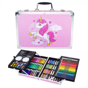 Extralink Malset für Kinder Kunst und Handwerk 145-teilig Großes Gehäuse Einhorn