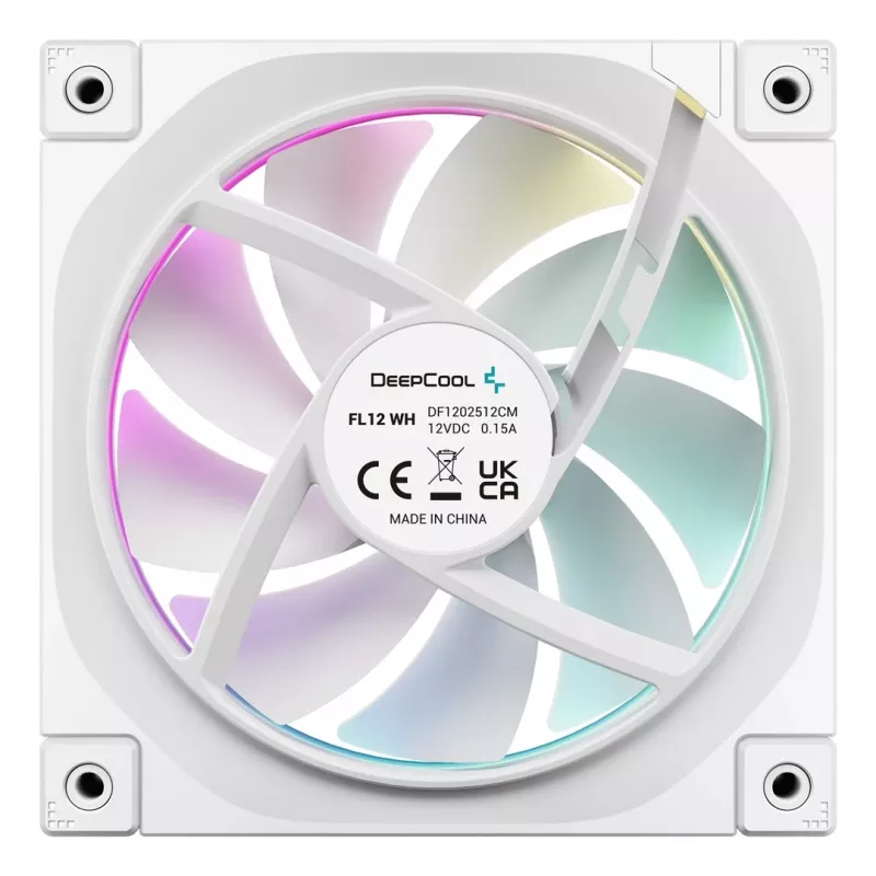 120 mm Weißer PC-Gehäuselüfter DeepCool FL12 WH, 2150 RPM, PWM, 55 CFM, 32 dB, FDB, 4-Pin