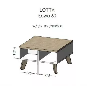 Cama LOTTA 60 Couchtisch Wotan-Eiche/mat schwarz