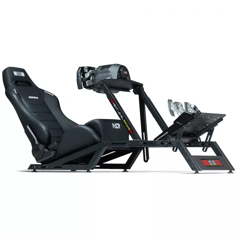 Rennsport-Schalensitz mit verstellbarer Rückenlehne Next Level Racing ERS3 Elite Premium — schwarzes Kunstleder, neigbare Rückenlehne, kompatibel mit Cockpit- und Bodenmontage