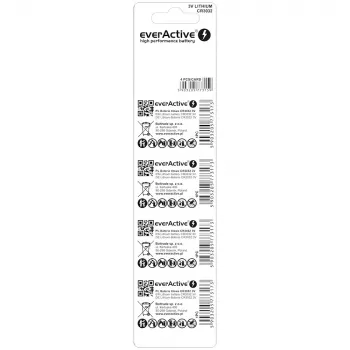 Knopf-Lithiumbatterie everActive CR3032, 3V, 580 mAh, Knopfzelle, 4er-Pack