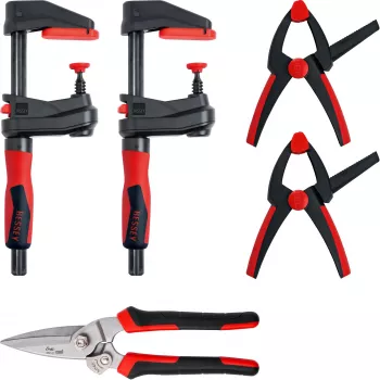 Klemmenset Bessey DIY-SET1-A 5-teilig inklusive 4 Klemmen und Blechschere