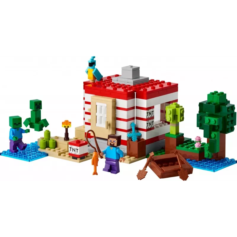 LEGO Minecraft Set 21275 TNT Dschungelhaus Bauspielzeug, 287 Teile, 2 Minifiguren, ab 8 Jahren