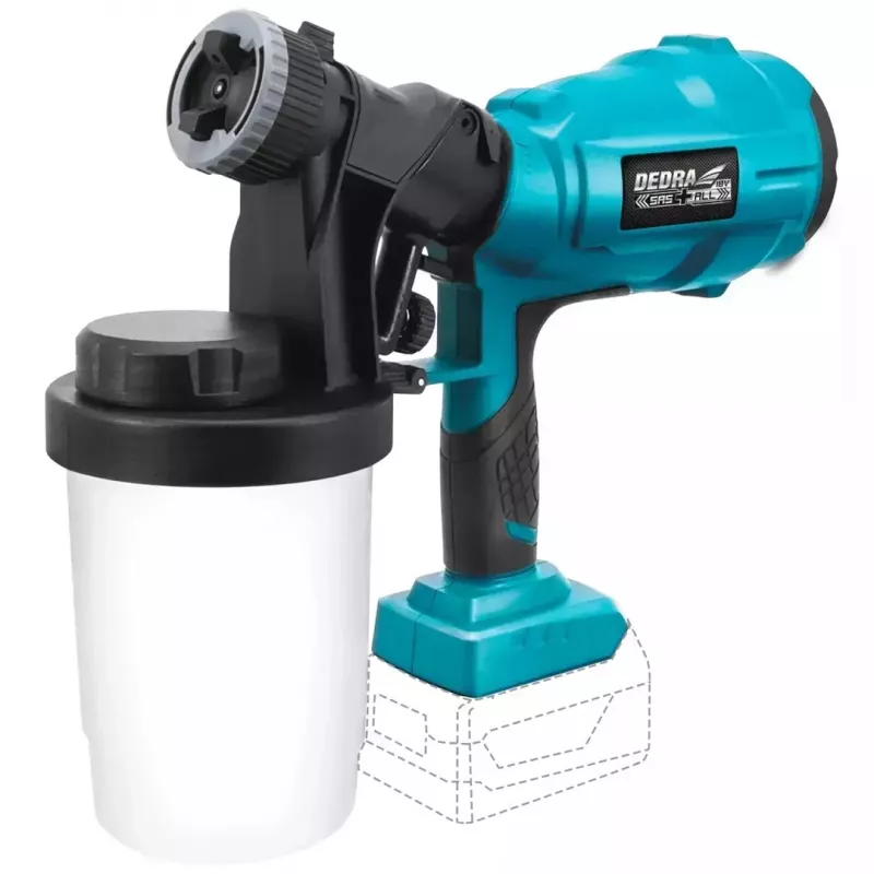 Dedra DED7057 kabellose Farbsprühpistole 18 V, 900 ml
