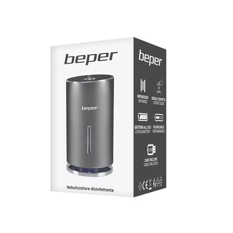 Beper P201UTP010 Automatischer Handdesinfektions-Sprühzerstäuber, Infrarotsensor, 135 ml, wiederaufladbar