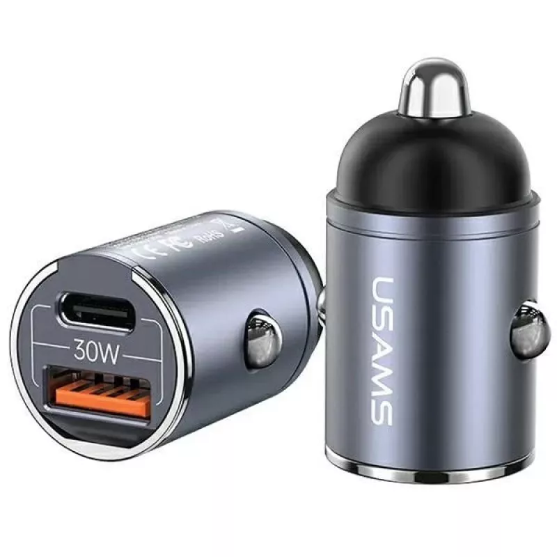 Auto-Ladegerät usams C38 30W — 1x USB-A + 1x USB-C Schnellladung