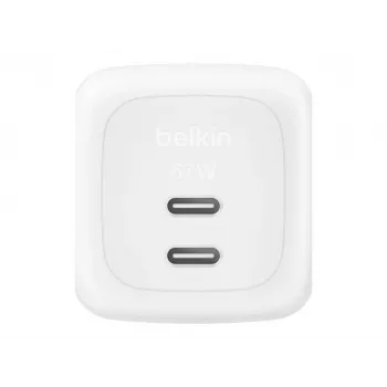 Indoor-AC-Schnellladegerät Belkin WCH020KQ2MWH-B6 – 2x USB-C, 2 m integriertes Kabel, weiß