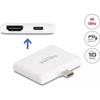 DELOCK USB-Typ-C-Adapter auf HDMI 4K 60 Hz mit Daten und PD 94 W (Modell 61087)