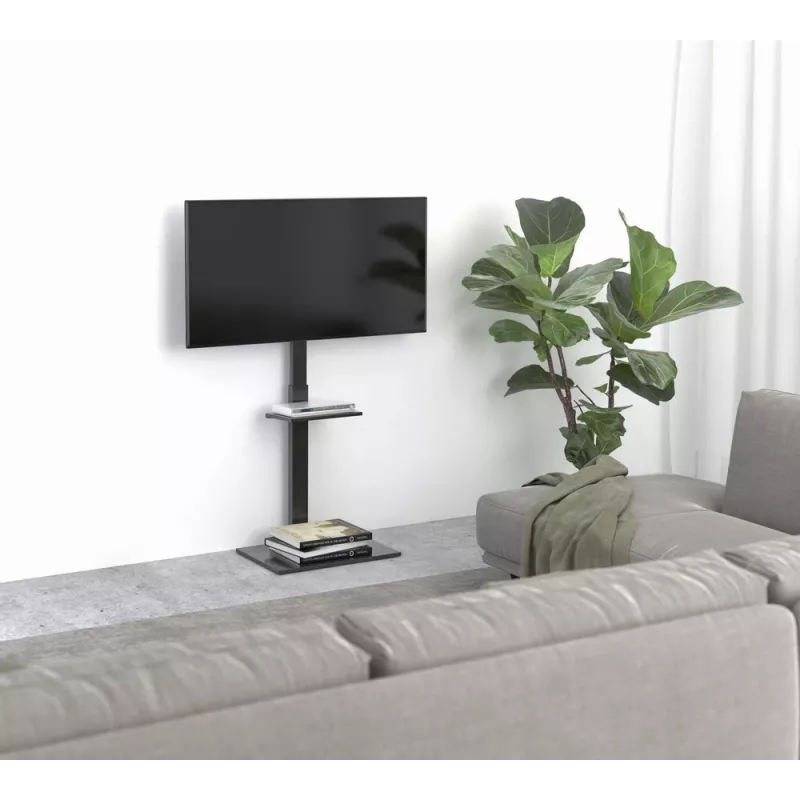 Boden-TV-Ständer GEMBIRD TVS-55T-02 für 32–55 Zoll Fernseher, Stahl, Höhe 600 mm, VESA 100x100–400x400, maximale Belastung 35 kg