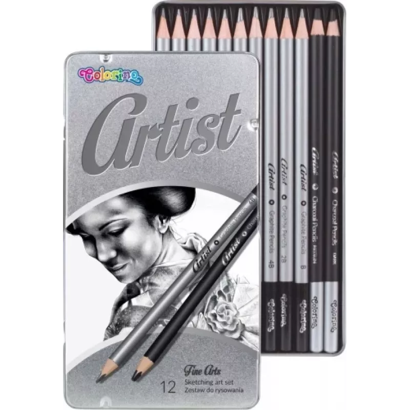 Colorino Skizzier-Kunstset 80118PTR – 12-teilige Skizzierstifte und Zubehör