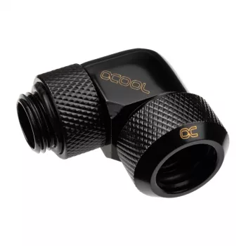 Alphacool Eiszapfen 13mm HardTube Einschraubverschraubung 90° drehbar G1/4 - Winklige Kompressionsverschraubung für Flüssigkeitskühlung - Tiefschwarz