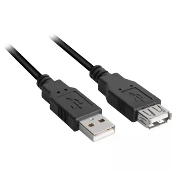 USB 2.0 Verlängerungskabel, USB-A Stecker > USB-A Buchse schwarz, 1,0 Meter, doppelt geschirmt