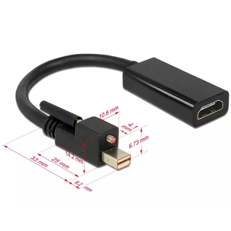 Videokabel-Adapter DeLOCK 62640 Mini DisplayPort auf HDMI 0,25 m Schwarz