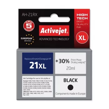 Activejet AH-21RX Tinte (Ersatz für HP 21XL C9351A; Premium; 20 ml; schwarz)