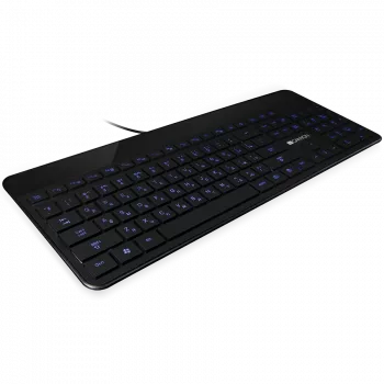 Kabelgebundene schlank-Tastatur CANYON HKB-5 mit EN/RU-Layout und LED-Hintergrundbeleuchtung, schwarz