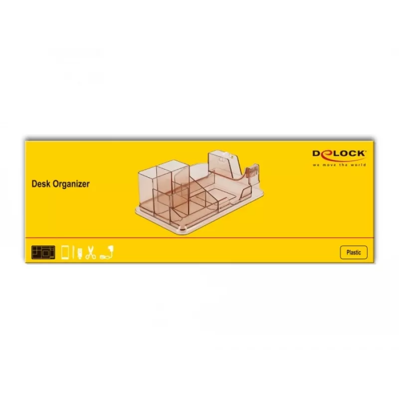 Schreibtisch-Organizer DeLOCK 18341 Transparent Braun Kunststoff 145x250x85mm