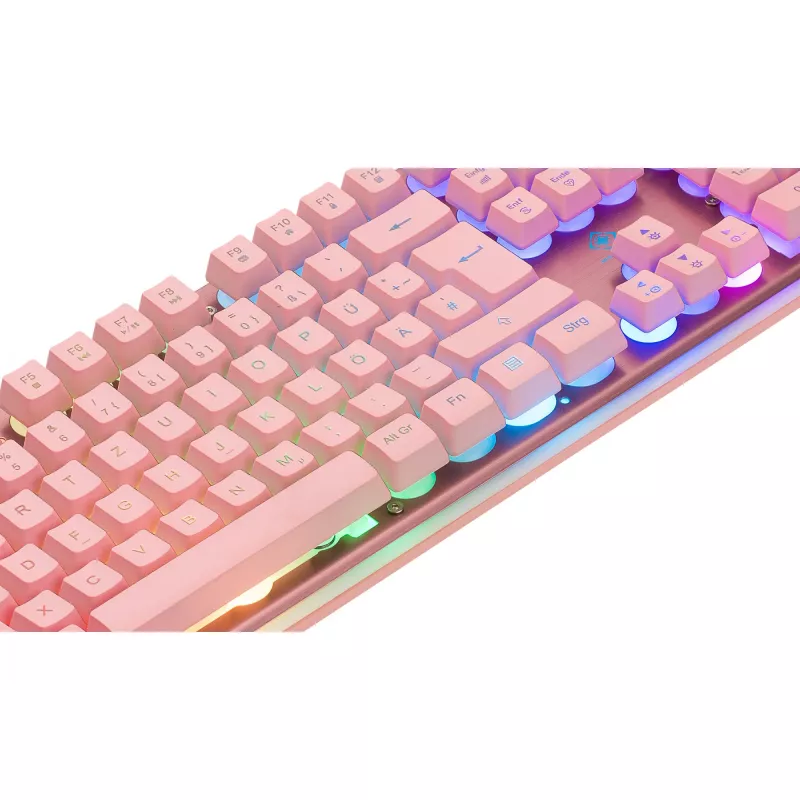 Deltaco GAM-021-RGB-P-DE - Vollgröße (100%) - USB - Membran-Tastenschalter - QWERTZ - Pink