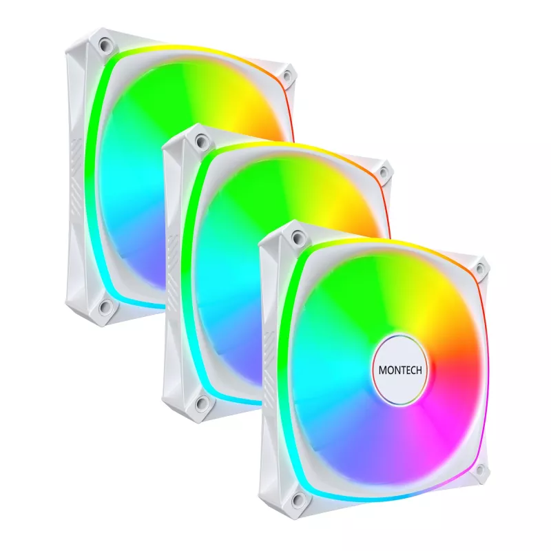 MONTECH RX120 PRO White 120mm ARGB Reverse Blade 3-Pack