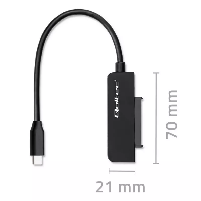 QOLTEC SATA-Adapter 52269 für 2,5-Zoll-Laufwerk auf USB-C, unterstützt bis zu 2 TB
