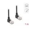 Netzwerkkabel DeLOCK RJ45 Cat.6A S/FTP schlank 90° nach oben 1m Schwarz