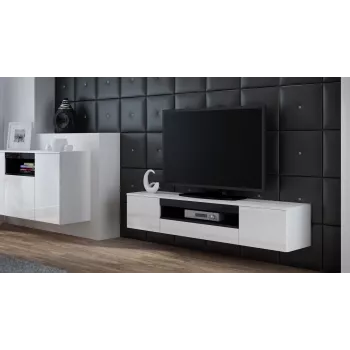 Cama TV-Ständer VIVA 180 weiß/weiß glänzend + schwarz