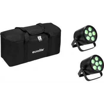 LED-PAR-Scheinwerfer-Set EUROLITE 2x AKKU PAR 6 QCL, batteriebetriebene tragbare Bühnen-Washlights