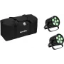 LED-PAR-Scheinwerfer-Set EUROLITE 2x AKKU PAR 6 QCL, batteriebetriebene tragbare Bühnen-Washlights
