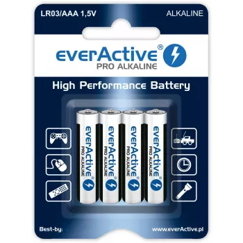 Alkaline-Batterien AAA / LR03 everActive Pro – 4 Stück (Blister)