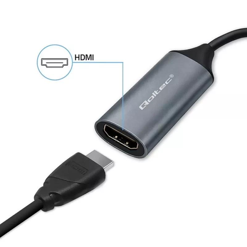 USB-C auf USB-A und HDMI 4K 30Hz Adapter QOLTEC aus Aluminium